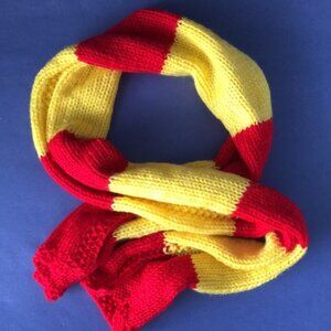 NWOT Vintage Hand-Knitted Made-in-Canada Colourful Red & Yellow Warm Scarf